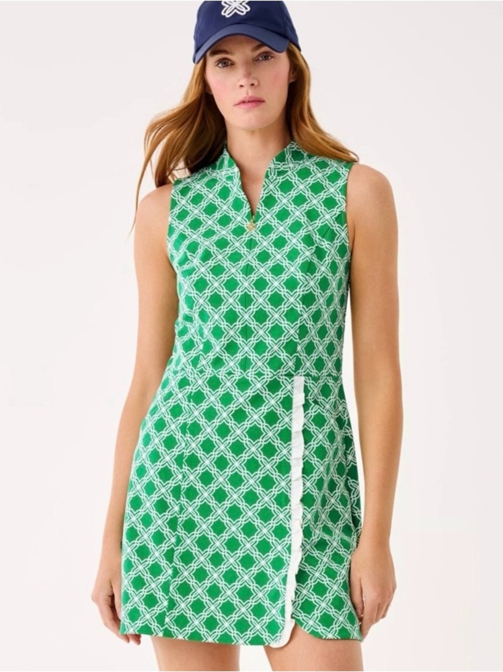 Lilly Pulitzer Green & White Geo-Print Sleeveless Shift Mini Dress - Picture 3 of 4